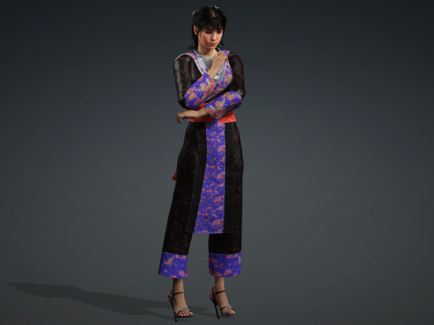 Hmong girl fashion 3D Model