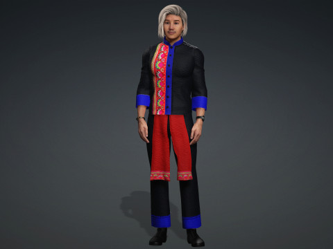Boy full suit hmong suit 3D Model