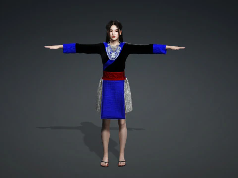 Moda Hmong Tsho Hlua nkauj zool&oacute;gico nkauj Modelo 3D