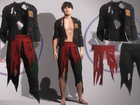 Khaub ncaw ntsuag qub 몽족 헌 옷 가난한 남자 3D 모델