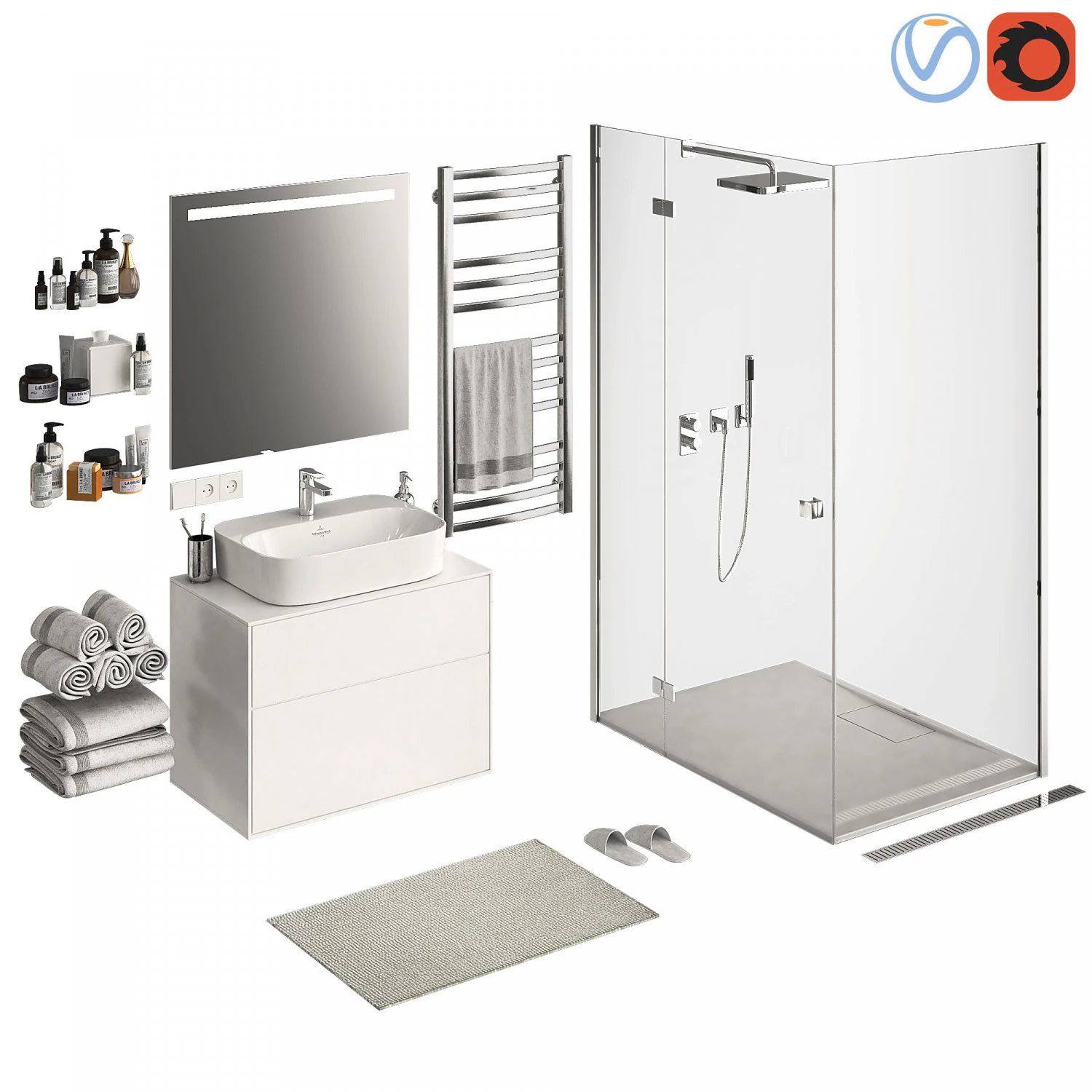 набор для ванной, часть 1 3D Модель .c4d .max .obj .3ds .fbx .stl .blend 