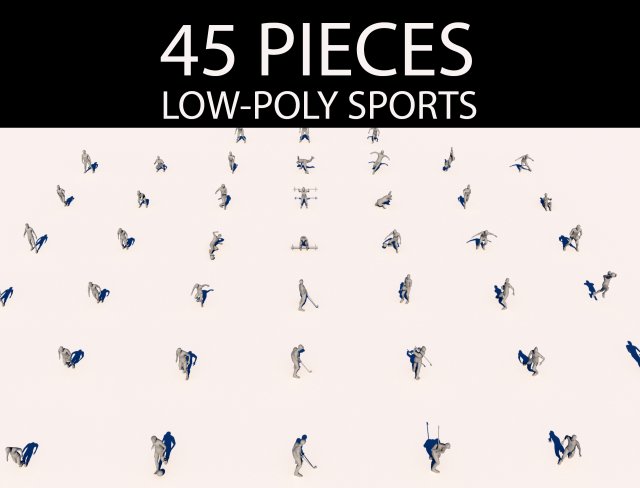 lowpoly people doing sports pack Modelo 3D .c4d .max .obj .3ds .fbx .stl .blend 
