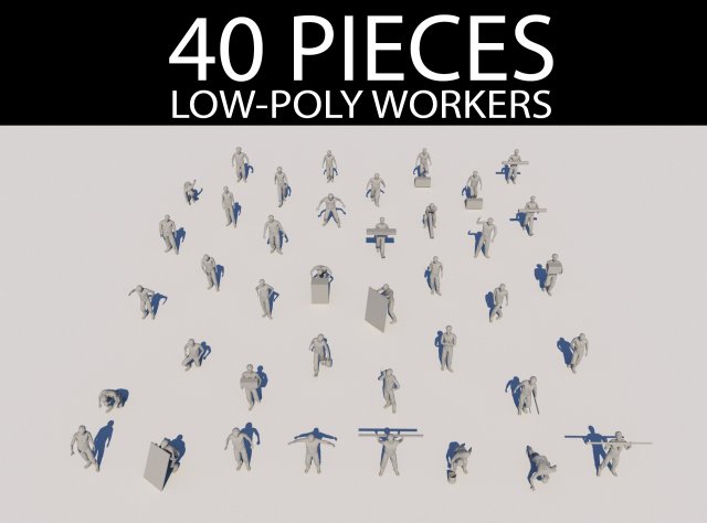 lowpoly workers pack Modelo 3D .c4d .max .obj .3ds .fbx .stl .blend 