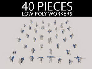 lowpoly workers pack 3D Model