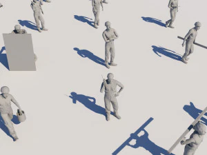 lowpoly workers pack 3D Model