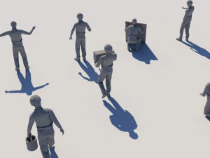 lowpoly workers pack 3D Model