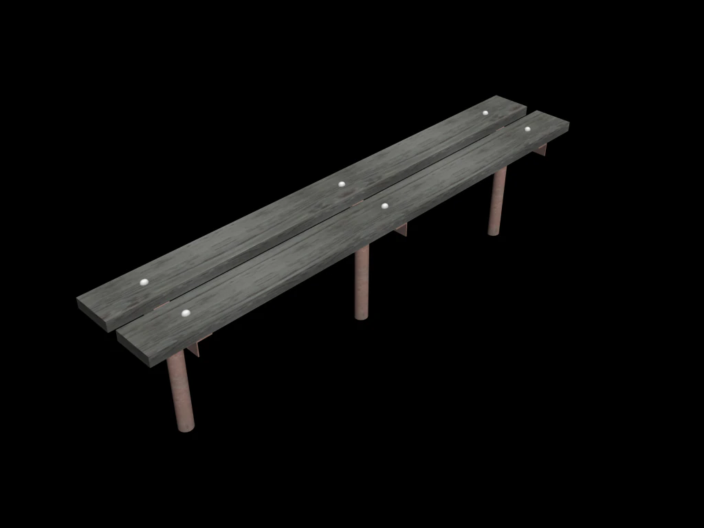 bench wooden metal street 01 3D Model .c4d .max .obj .3ds .fbx .stl .blend 