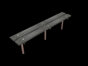 bench wooden metal street 01 Modelo 3D