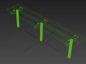 bench wooden metal street 01 3D Model