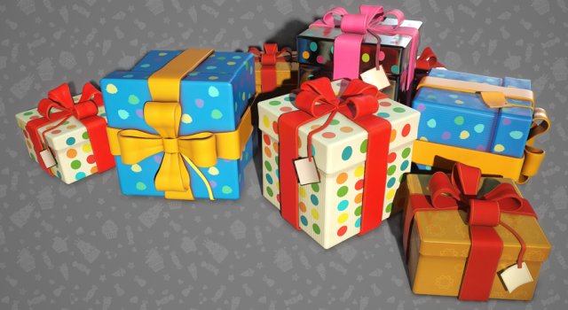 3d birthday gift boxes - game ready Modelo 3D .c4d .max .obj .3ds .fbx .stl .blend 