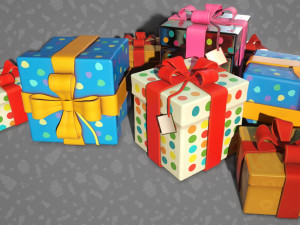 3d birthday gift boxes - game ready Modelo 3D