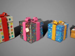 3d birthday gift boxes - game ready Modelo 3D