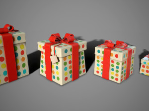 3d birthday gift boxes - game ready Modelo 3D