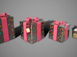 3d birthday gift boxes - game ready Modelo 3D