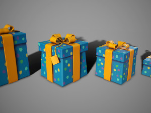 3d birthday gift boxes - game ready Modelo 3D