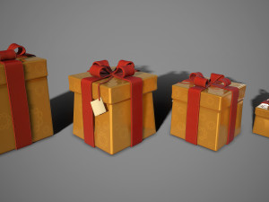 3d birthday gift boxes - game ready Modelo 3D