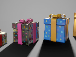 3d birthday gift boxes - game ready Modelo 3D