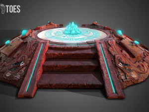 3d aztec pyramid altar - game ready 3D Model