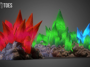 3d cave crystals - game ready Modelo 3D