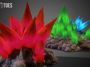3d cave crystals - game ready Modelo 3D