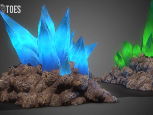 3d cave crystals - game ready Modelo 3D