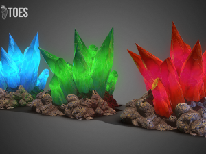 3d cave crystals - game ready Modelo 3D