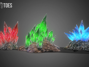 3d cave crystals - game ready Modelo 3D