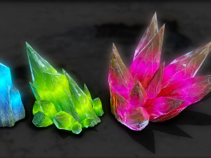 3d crystal stones - game ready Model 3D