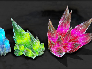 3d crystal stones - game ready Model 3D