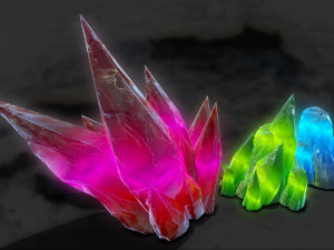 3d crystal stones - game ready Model 3D