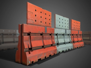 3d construction barricades - game ready Model 3D