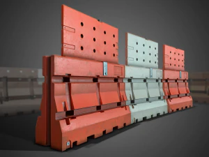 Barricadas de construcci&oacute;n en 3D: listo para el juego. Modelo 3D