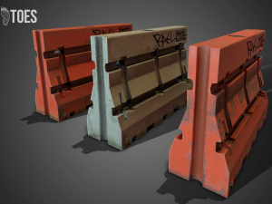 3d construction barricades - game ready Model 3D
