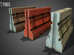 3d construction barricades - game ready Model 3D