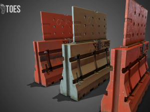 3d construction barricades - game ready Model 3D