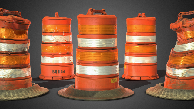 3d traffic drum barrel - game ready 3D Модель .c4d .max .obj .3ds .fbx .stl .blend 