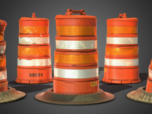 3d traffic drum barrel - game ready 3D Model