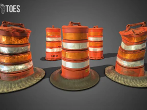 3d traffic drum barrel - game ready 3D Model