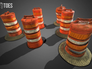 3d traffic drum barrel - game ready 3D Модель