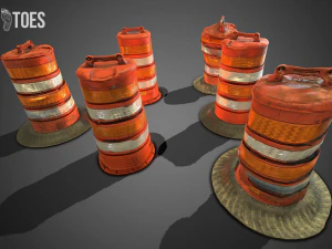 3d traffic drum barrel - game ready 3D Model