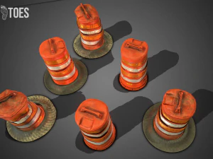 3d traffic drum barrel - game ready 3D Model
