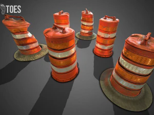 3d traffic drum barrel - game ready 3D Model