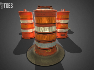 3d traffic drum barrel - game ready 3D Модель