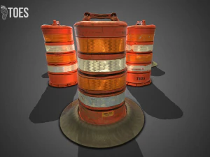 3d traffic drum barrel - game ready 3D Model