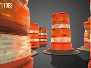 3d traffic drum barrel - game ready 3D Model