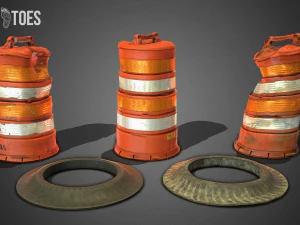 3d traffic drum barrel - game ready 3D Model