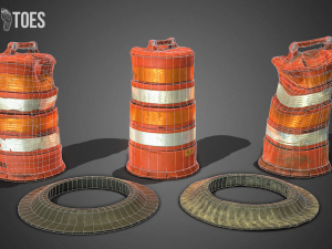 3d traffic drum barrel - game ready 3D Модель