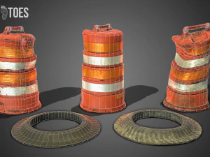 3d traffic drum barrel - game ready 3D Model