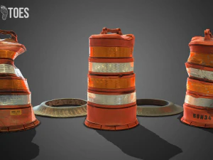 3d traffic drum barrel - game ready 3D Model