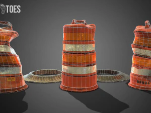 3d traffic drum barrel - game ready 3D Model